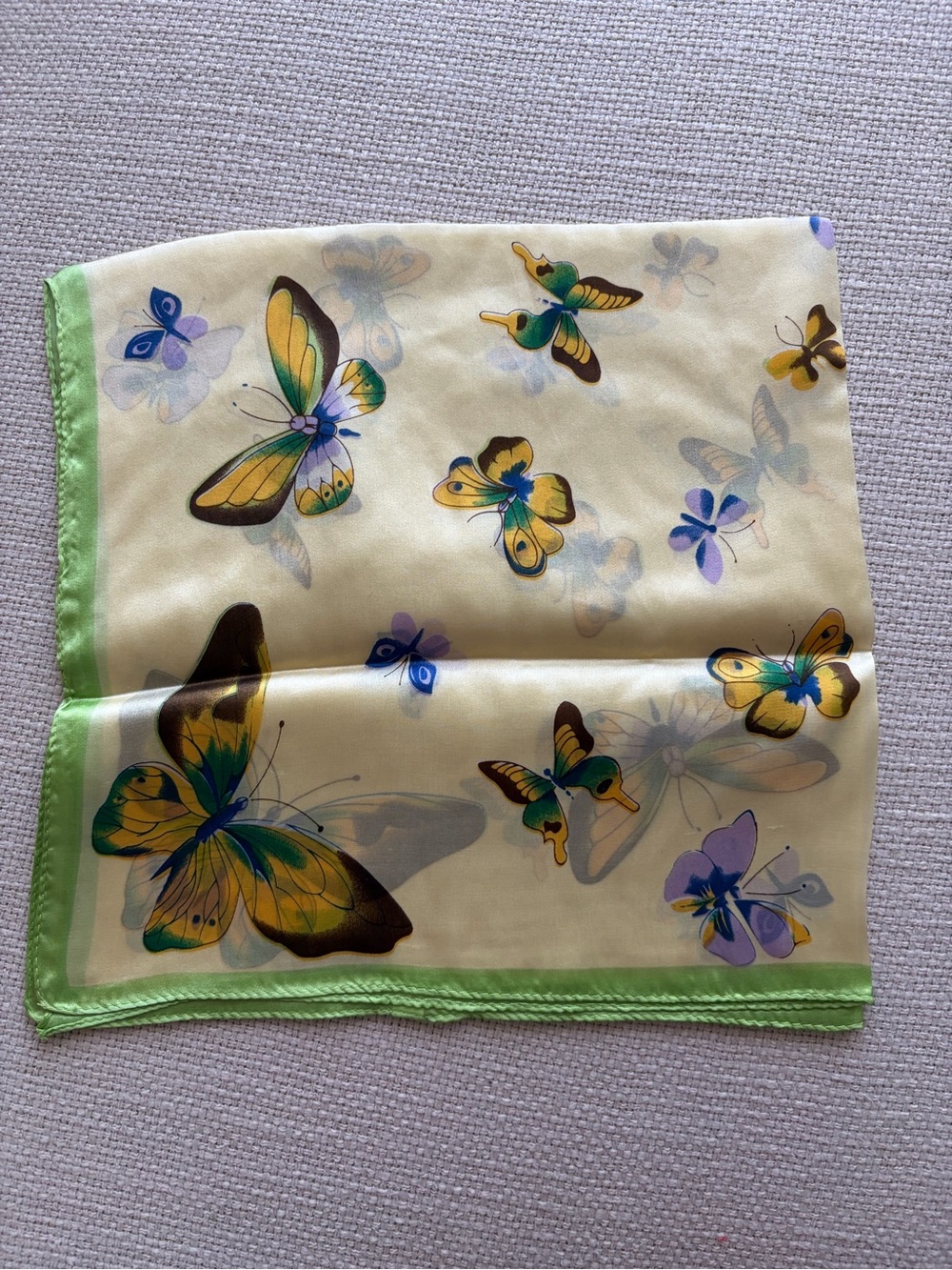 Mulberry Silk Butterfly Print Green-Trim Scarf - Home Accents